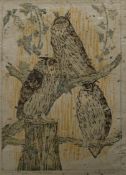 HALL, PAULINE SOPHIE (1918-2007) British (AR), Eagle Owls, woodcut on handmade paper,