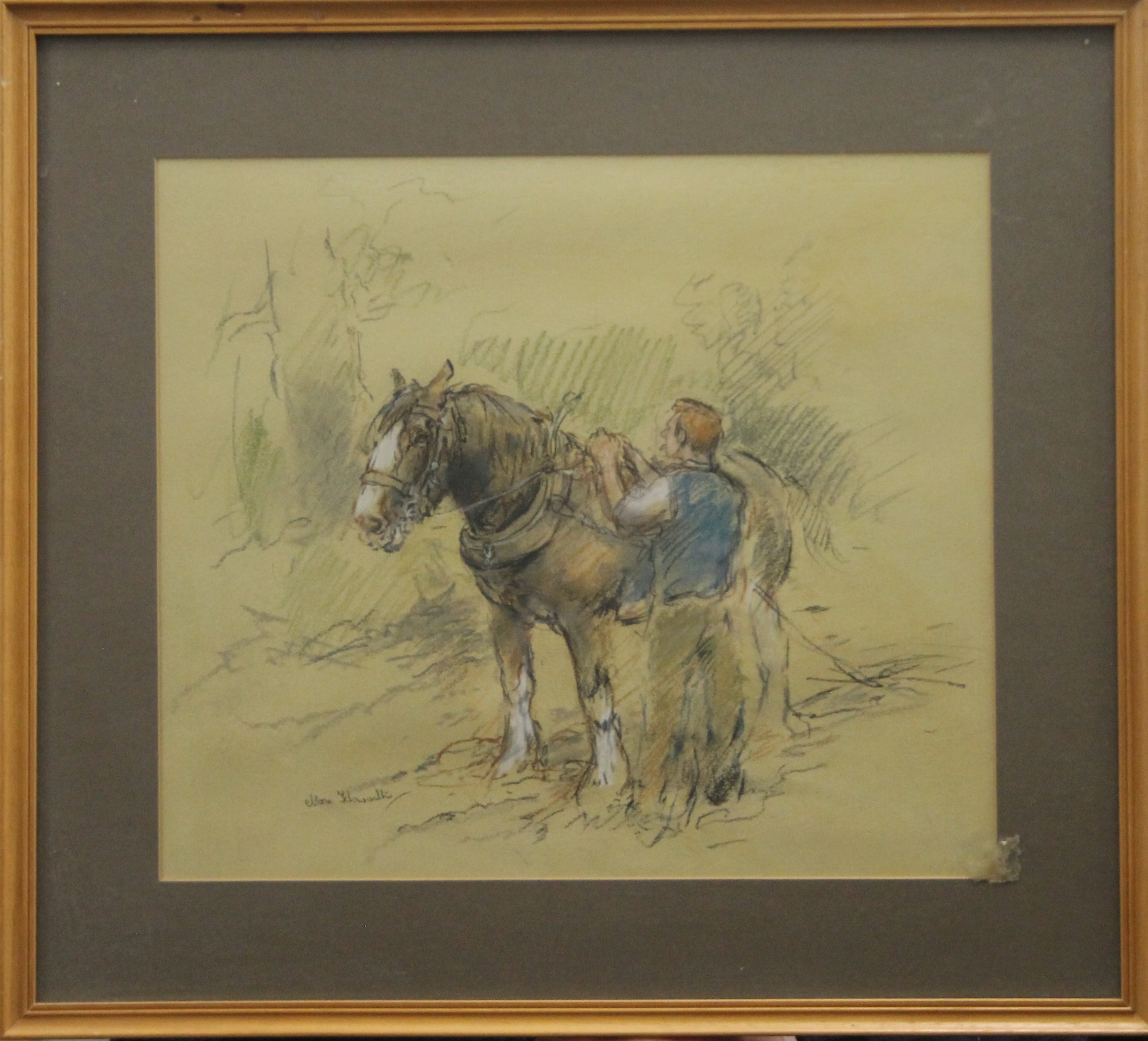 HOWARTH, NORA (20th century) British (AR), Man and Horse, pastel, signed, framed and glazed. - Image 2 of 3