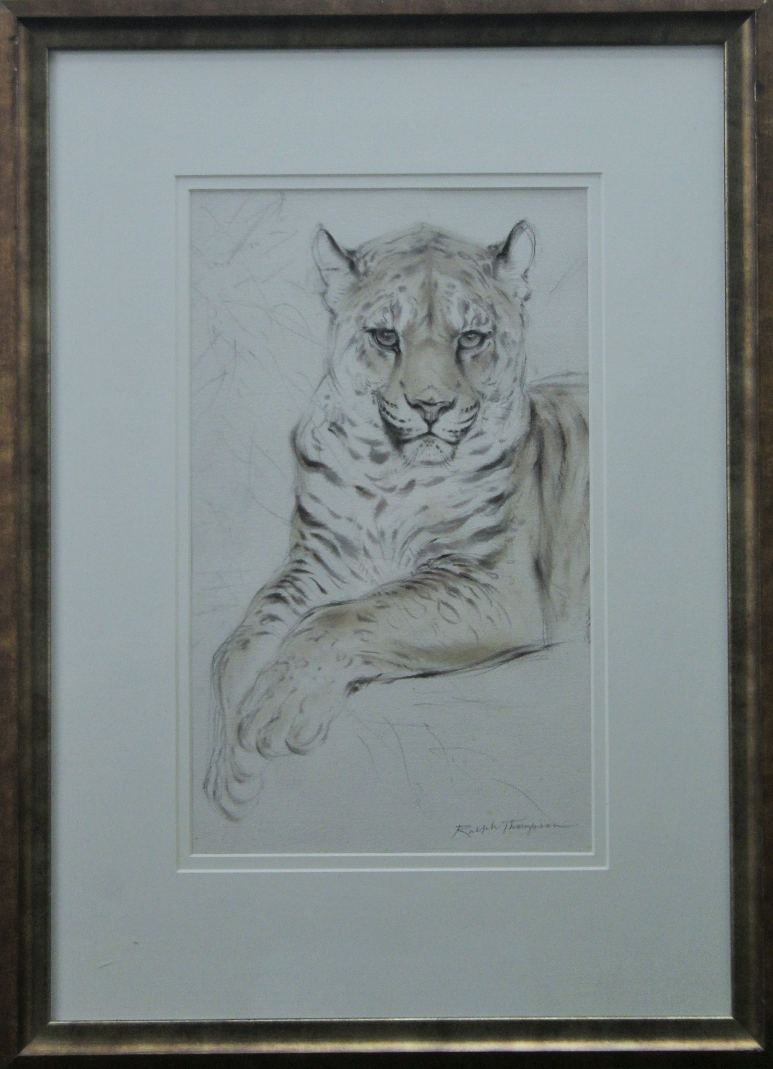 THOMPSON, RALPH SHILLITO (1913-2009) British (AR), Leopard, watercolour, signed, framed and glazed. - Image 2 of 3