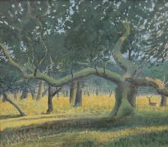 REES, DARREN (born 1961) British (AR), Beneath The Oak, Sloden, New Forest, acrylic,