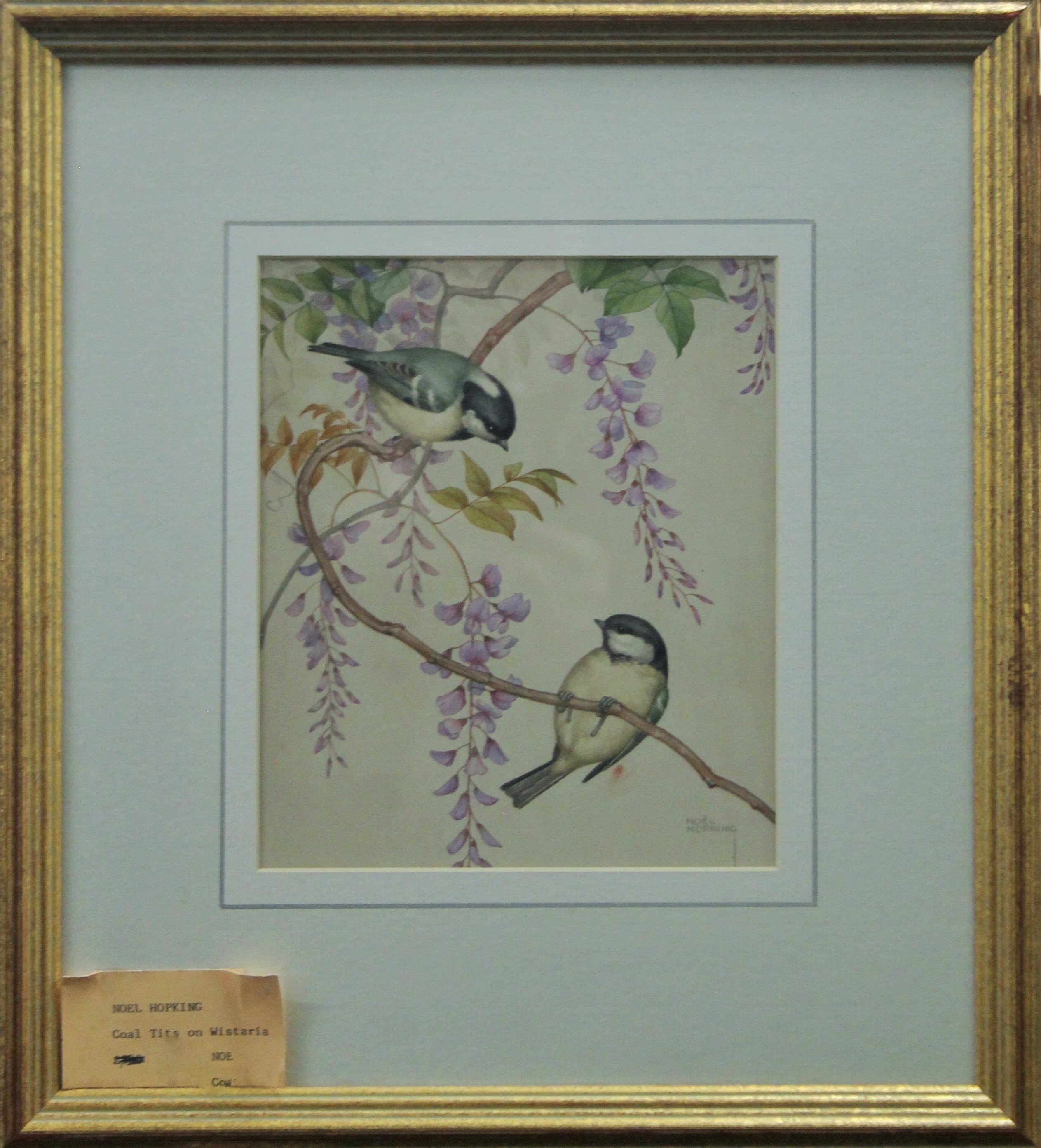 HOPKING, NOEL HUBERT (1883-1964) British (AR), Coal Tits on Wisteria, watercolour, signed, - Image 2 of 4