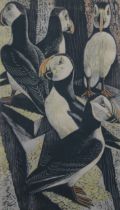 OSBORNE, JAMES RE (1907-1979) British (AR), Puffins, 1960, a limited edition woodcut,