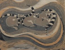 HALL, PAULINE SOPHIE (1918-2007) British (AR), Ring-Tailed Lemurs,