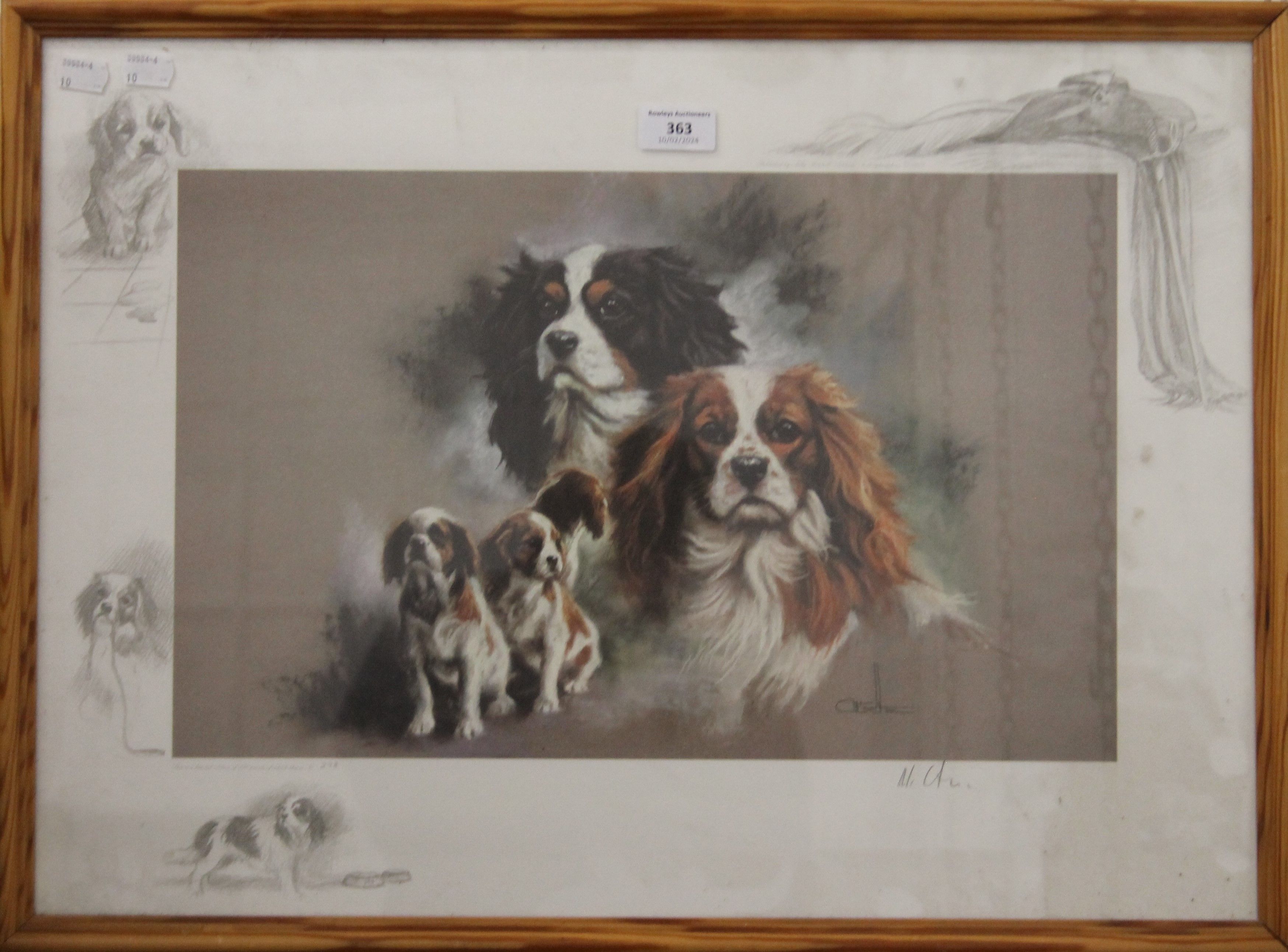 MICK CAWSTON (British), limited edition print of spaniels, signed in pencil to the margin, - Image 2 of 2