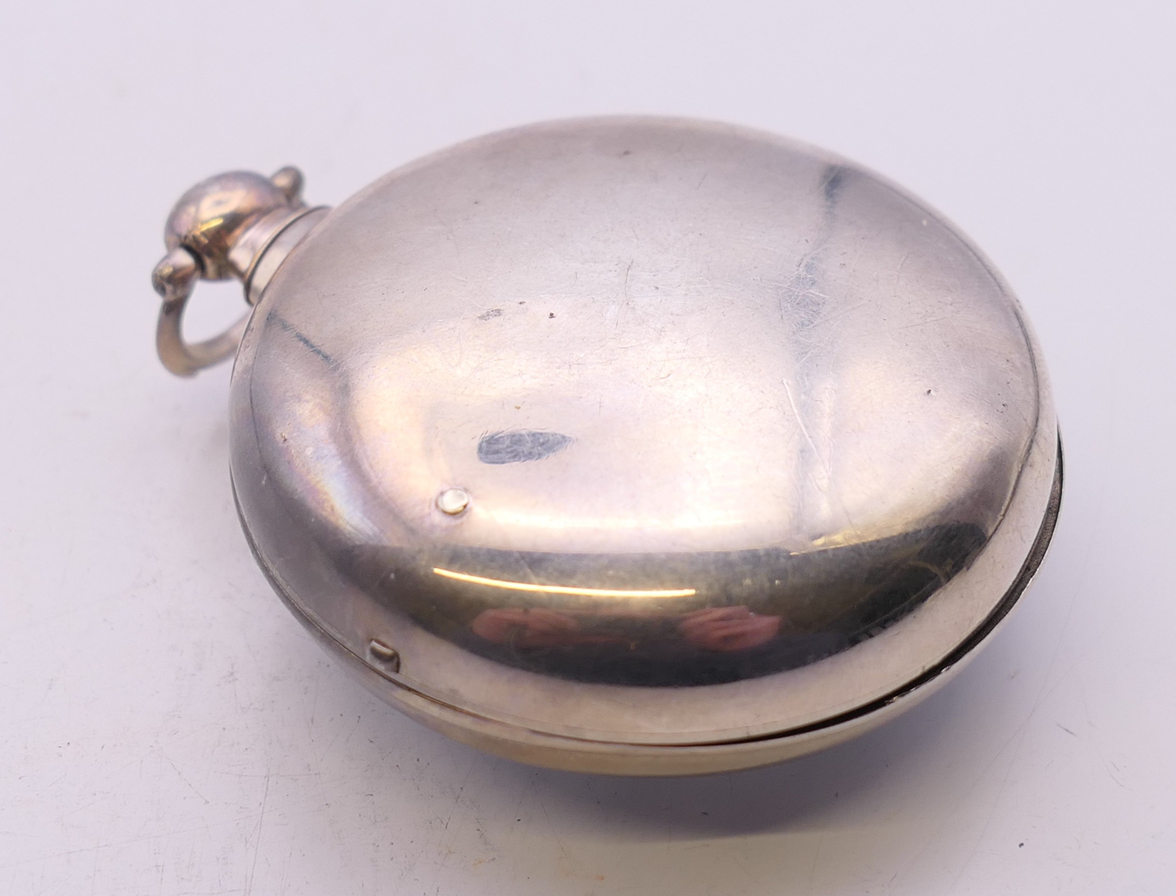 A silver pair cased pocket watch. 5.5 cm diameter. - Image 8 of 8