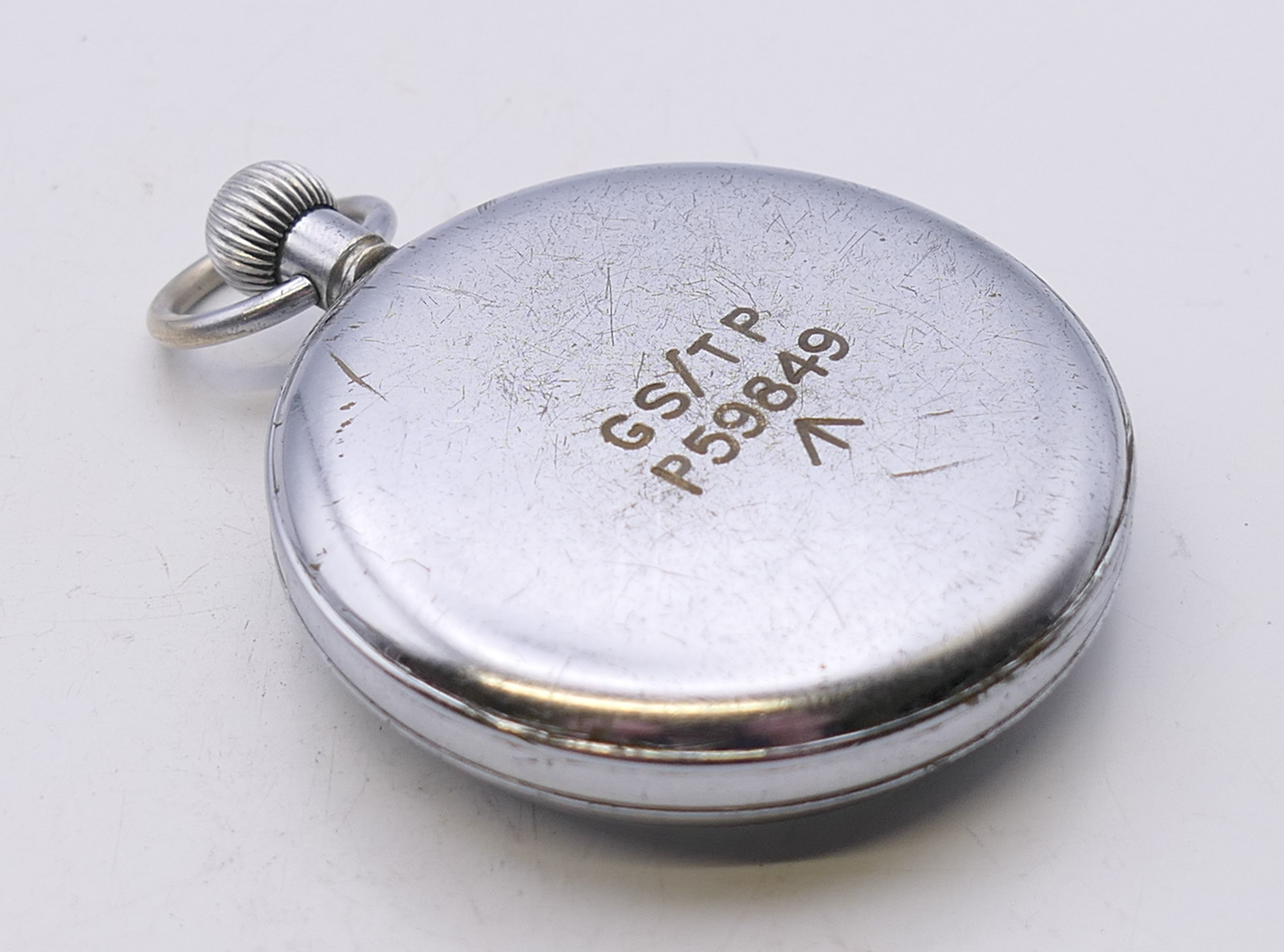 A Helvetia military pocket watch, the reverse stamped GS/TP P59849. 5 cm diameter. - Image 4 of 4