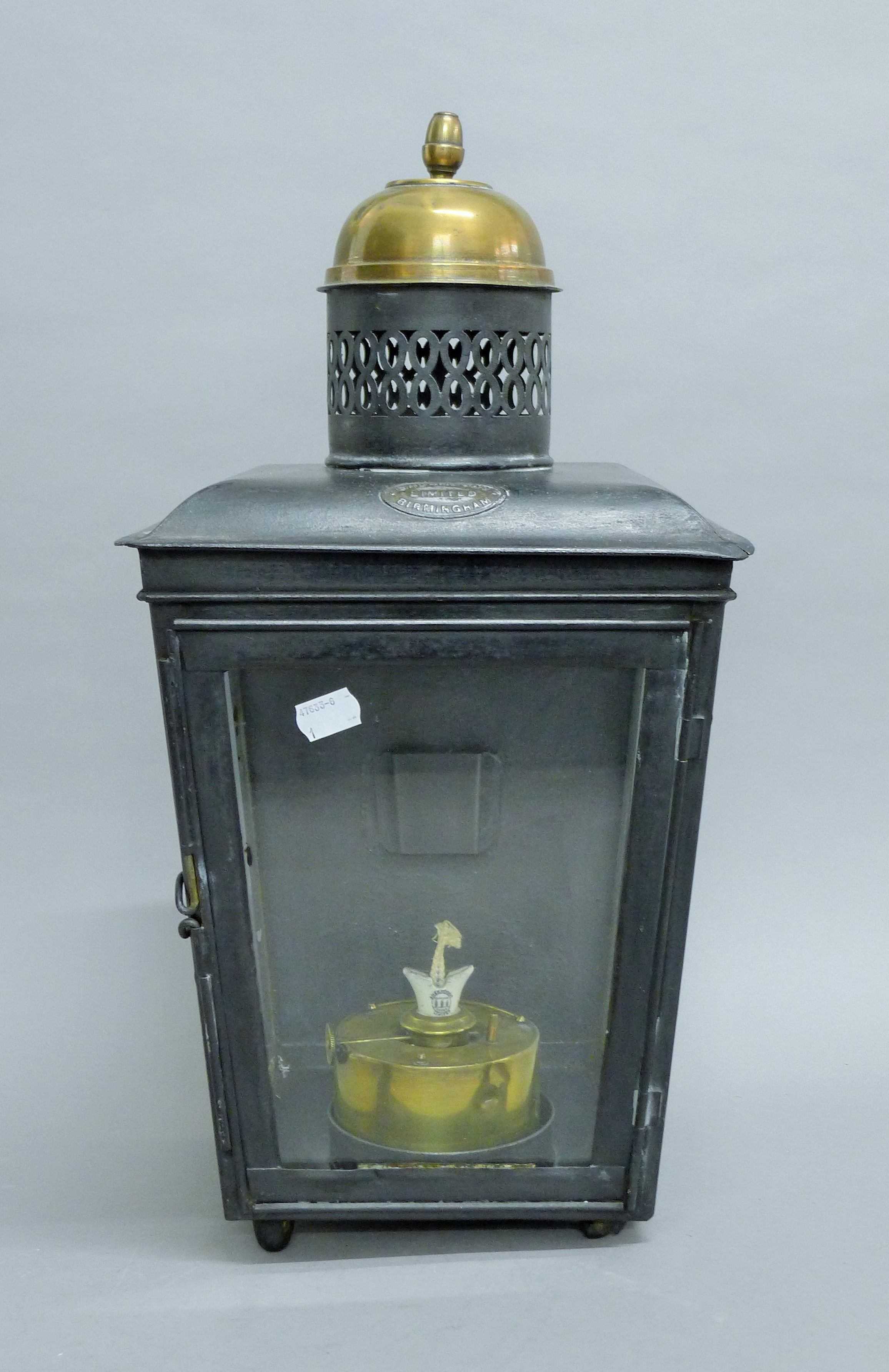 A Victorian brass mounted lantern. 51 cm high. - Image 2 of 5