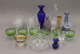 A collection of various decorative glassware. The largest 27 cm high.