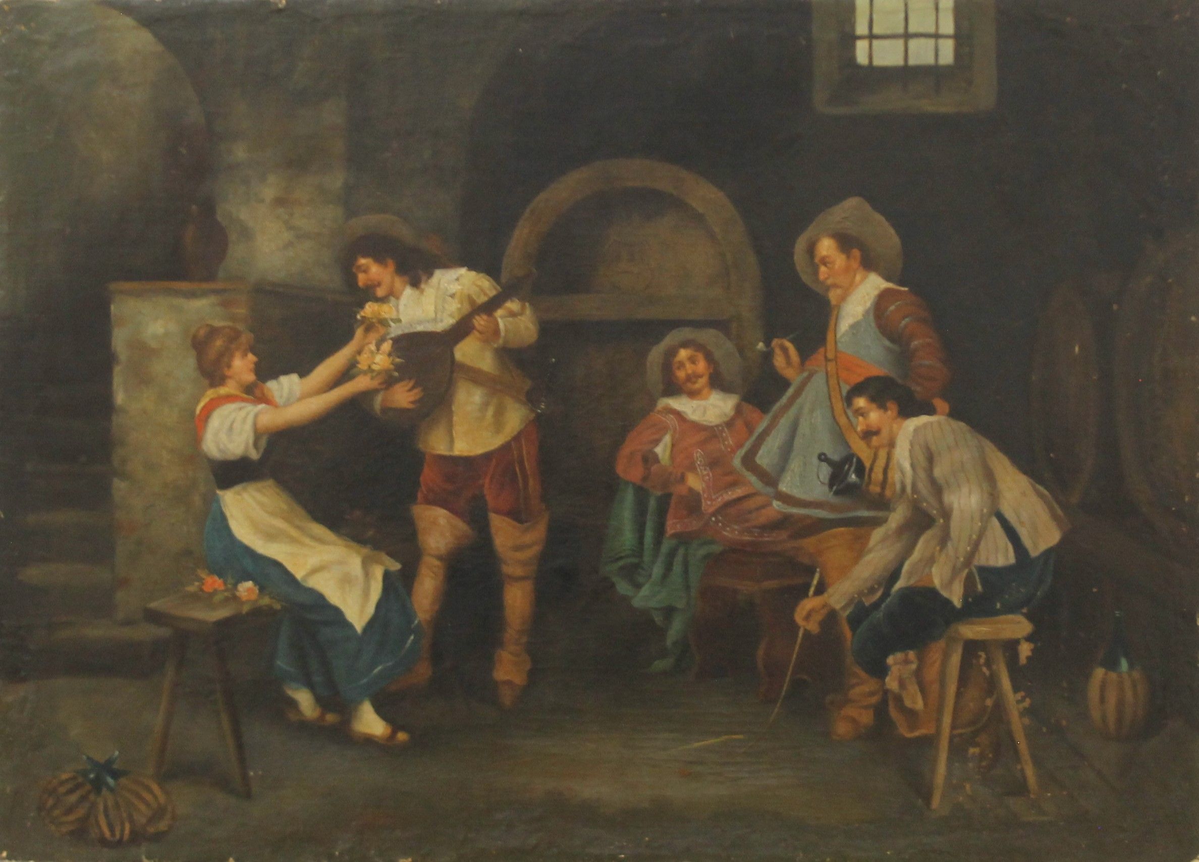 SPANISH SCHOOL (19th century), Tavern Scene, oil on canvas. 78.5 x 56.5 cm.
