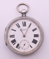 A gentleman's silver pocket watch, hallmarked for Chester 1906, the dial inscribed H Stone, Leeds.