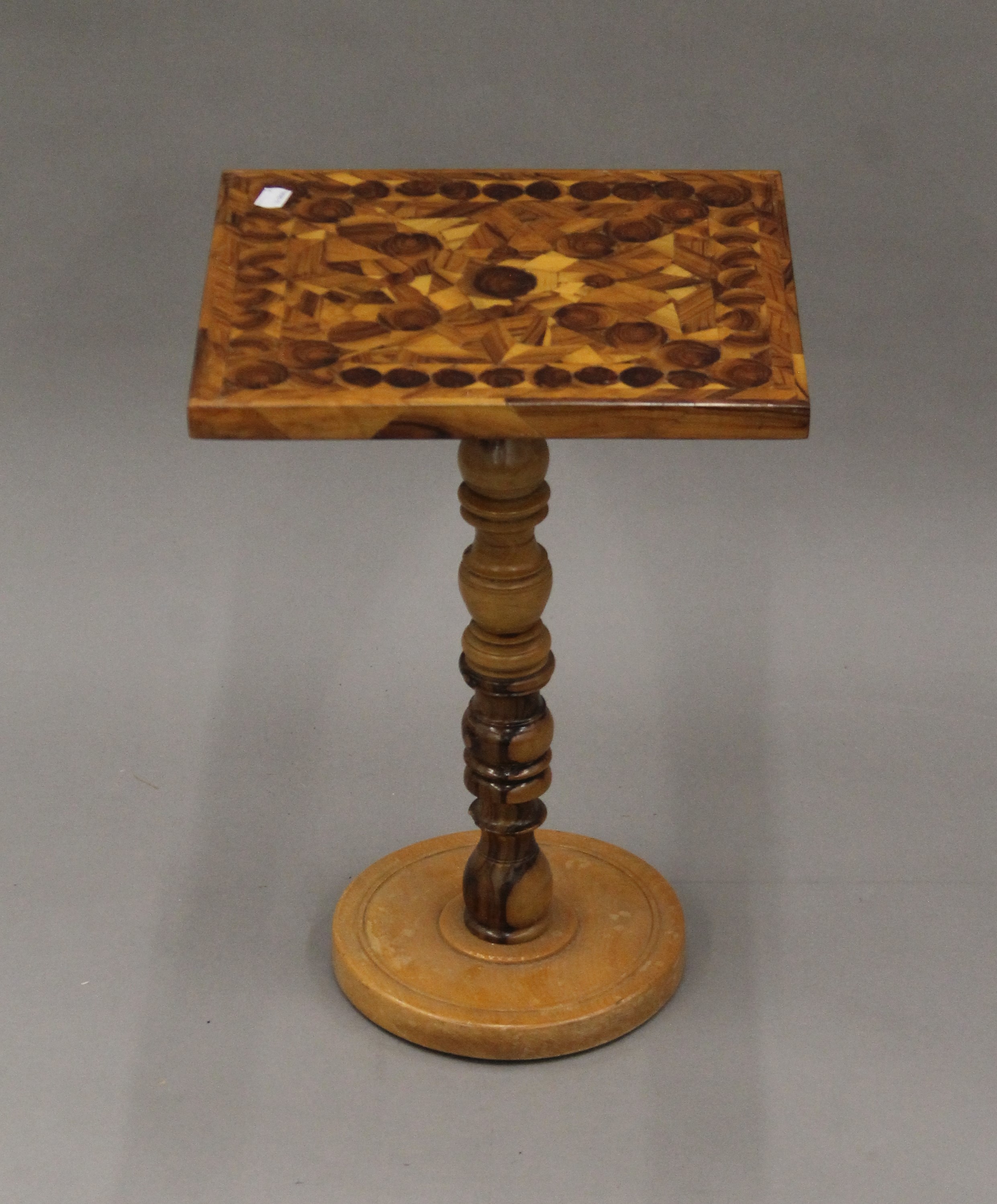A pair of inlaid side tables. 47 cm high, each top 29 x 33.5 cm. - Image 2 of 5