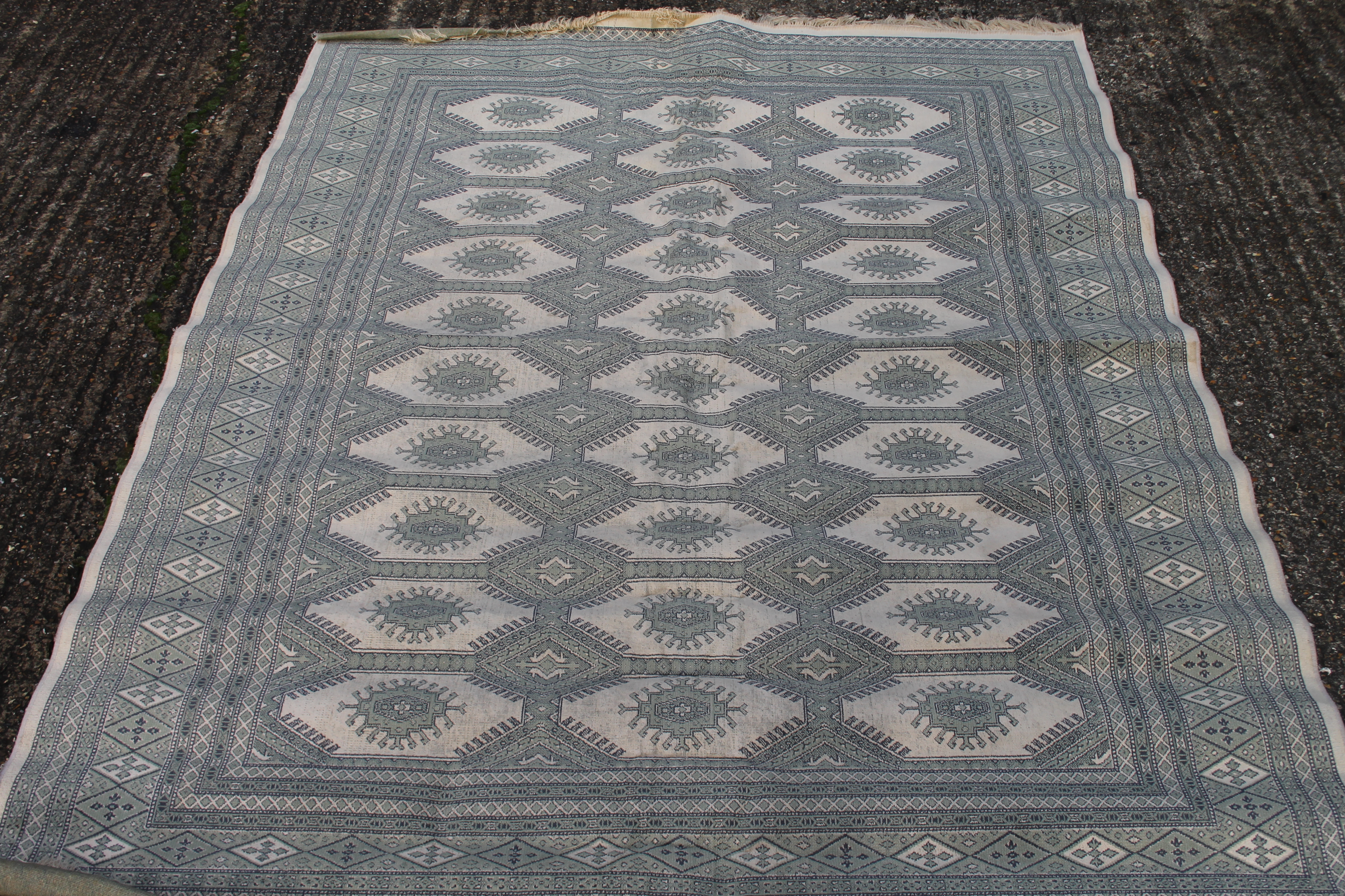 A Middle Eastern silk rug. 210 cm x 157 cm.