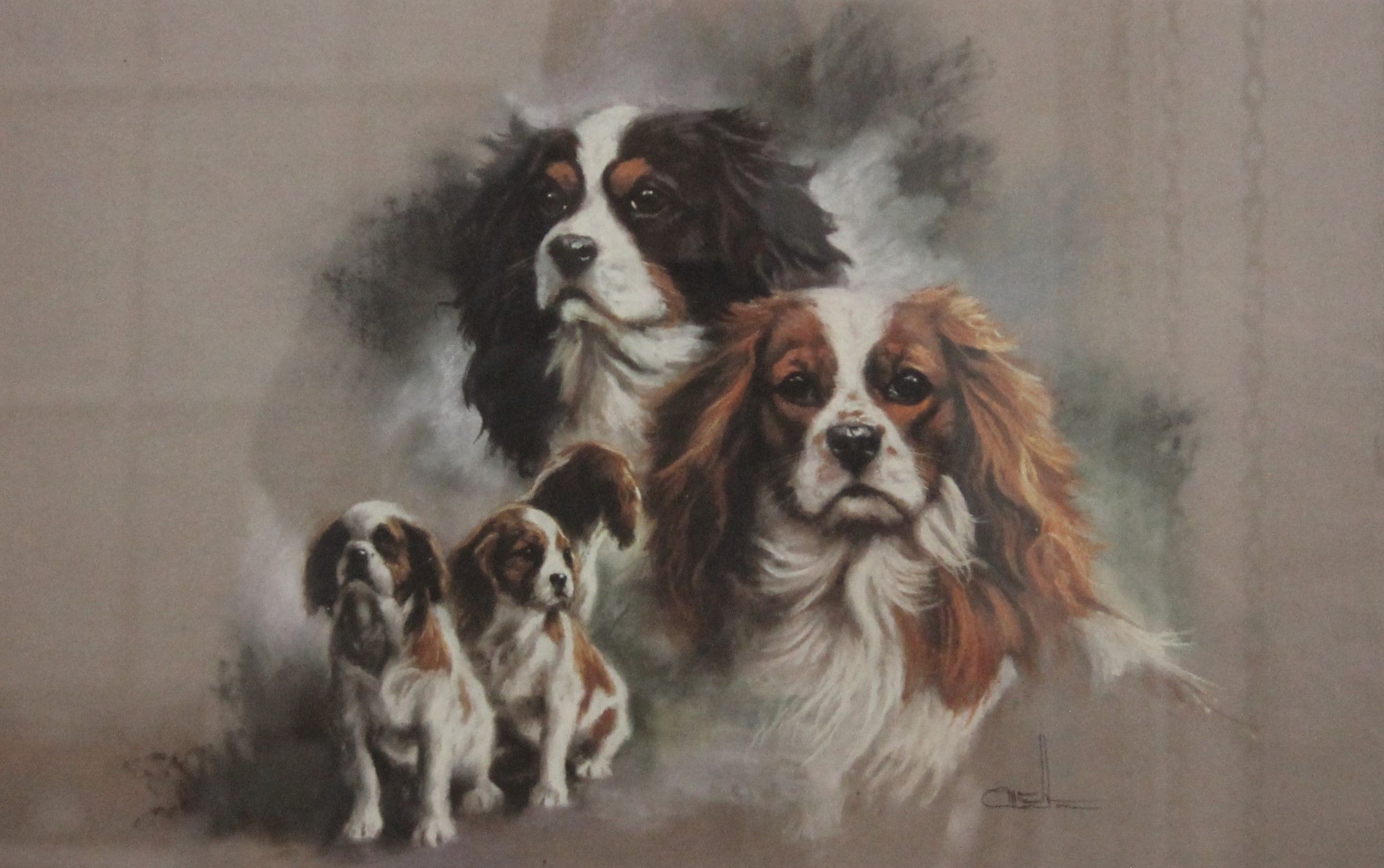 MICK CAWSTON (British), limited edition print of spaniels, signed in pencil to the margin,