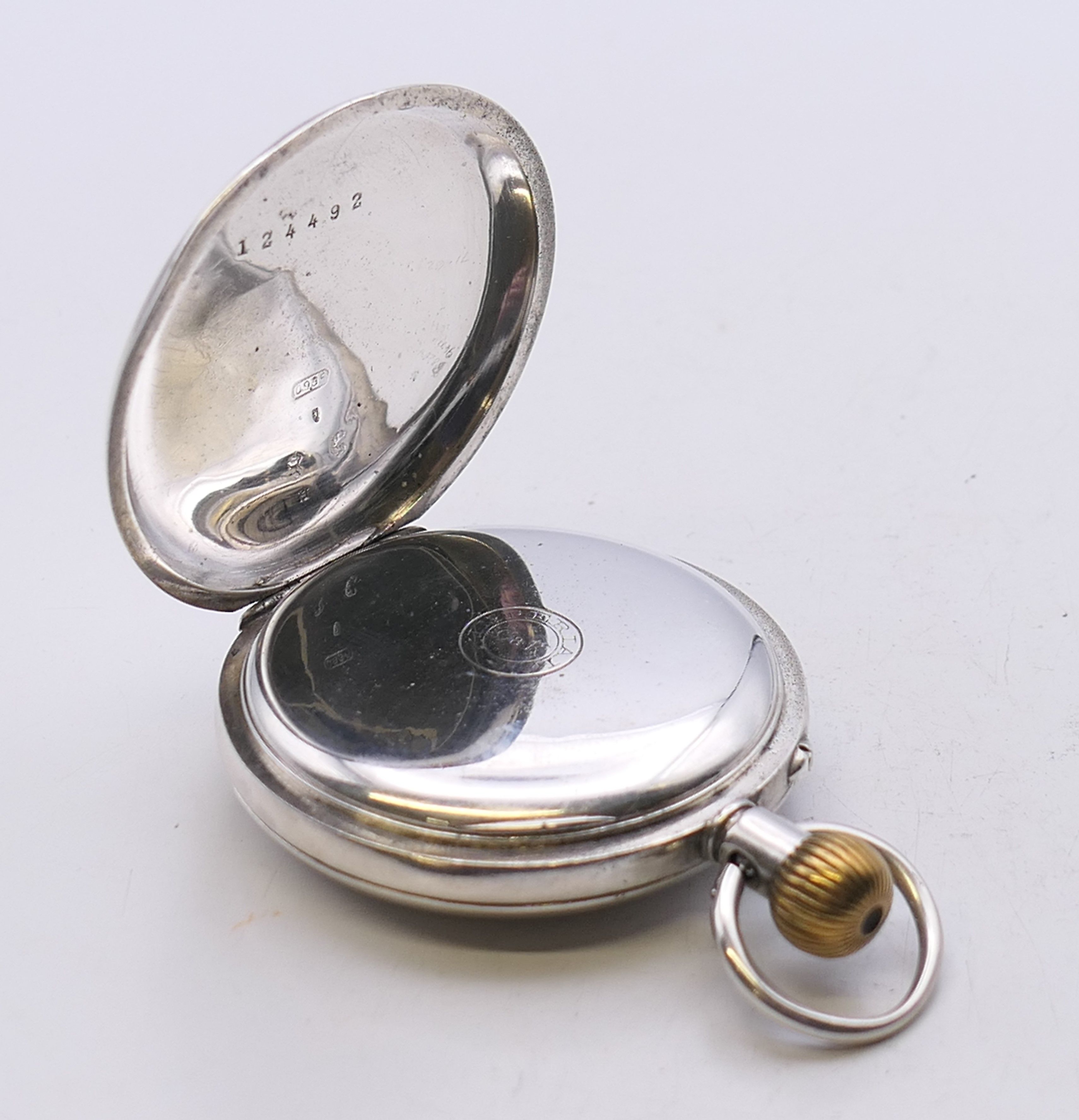 A gentleman's 935 silver half hunter pocket watch, the dial inscribed Imperial Cooke and Kelvey, - Image 6 of 8