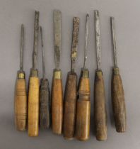 Seven Ward and Marples carving chisels.