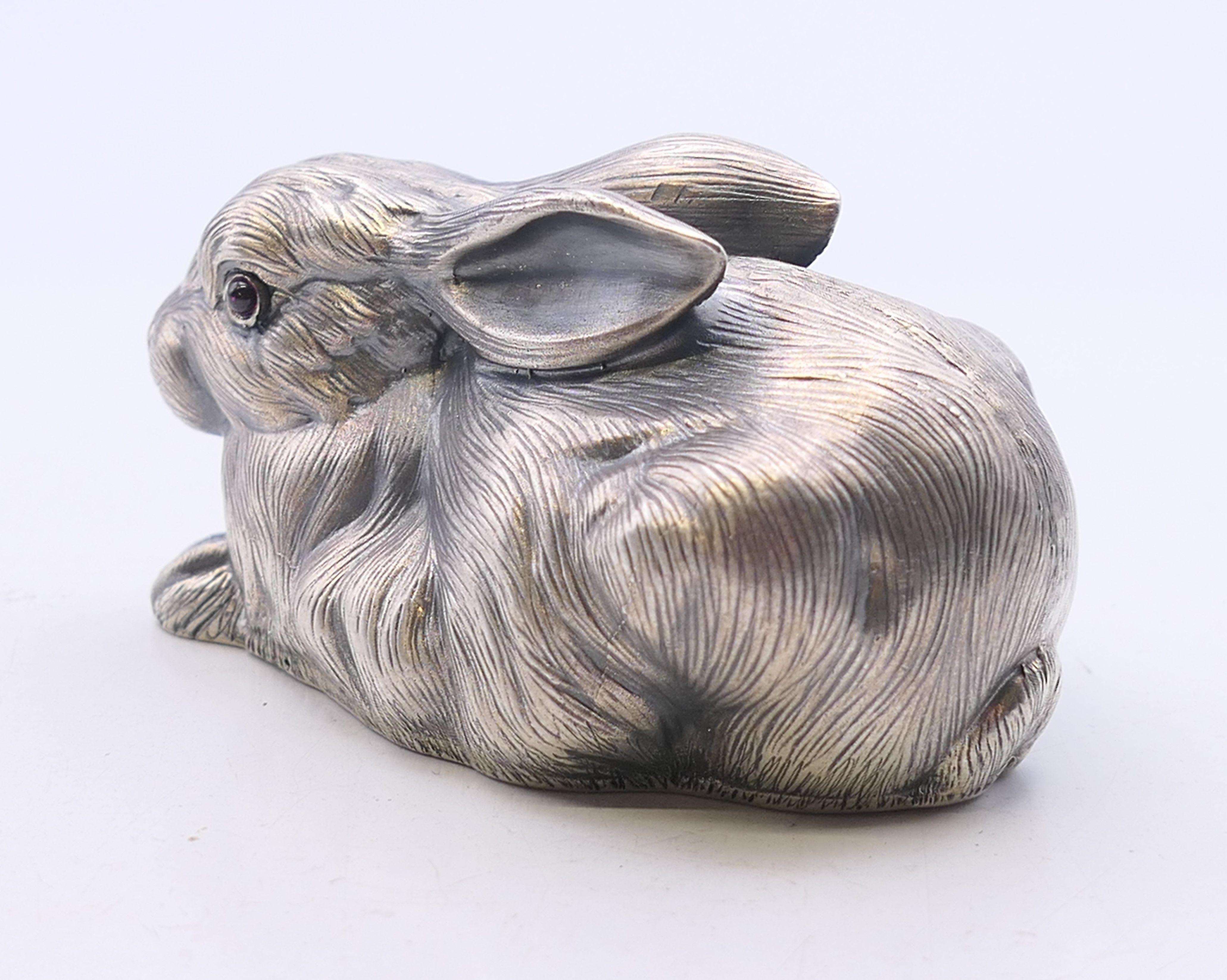 A silver model of a rabbit bearing Russian marks. 6.5 cm long. - Image 3 of 5