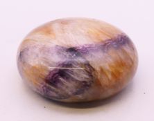 A Blue John paperweight. 6.5 cm diameter.