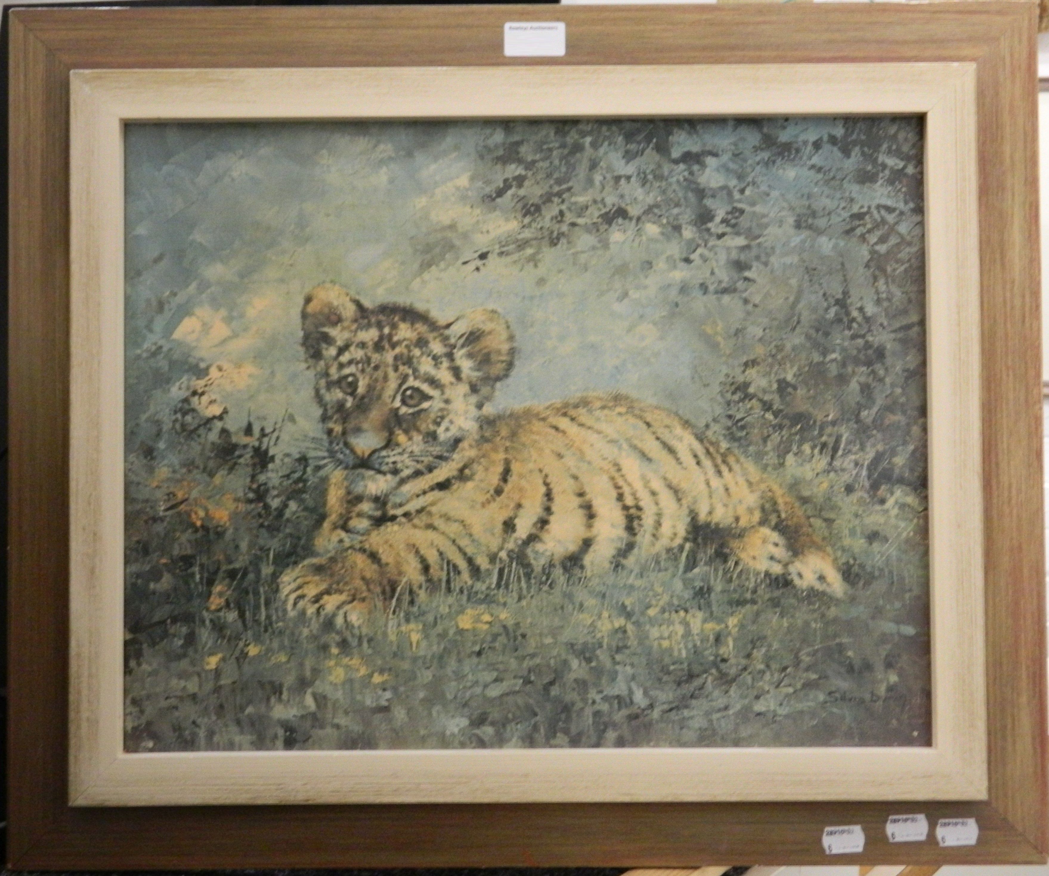 SILVIA DURAN (20th century) Spanish, Tiger Cub, print, framed. 50 x 39 cm. - Image 2 of 2