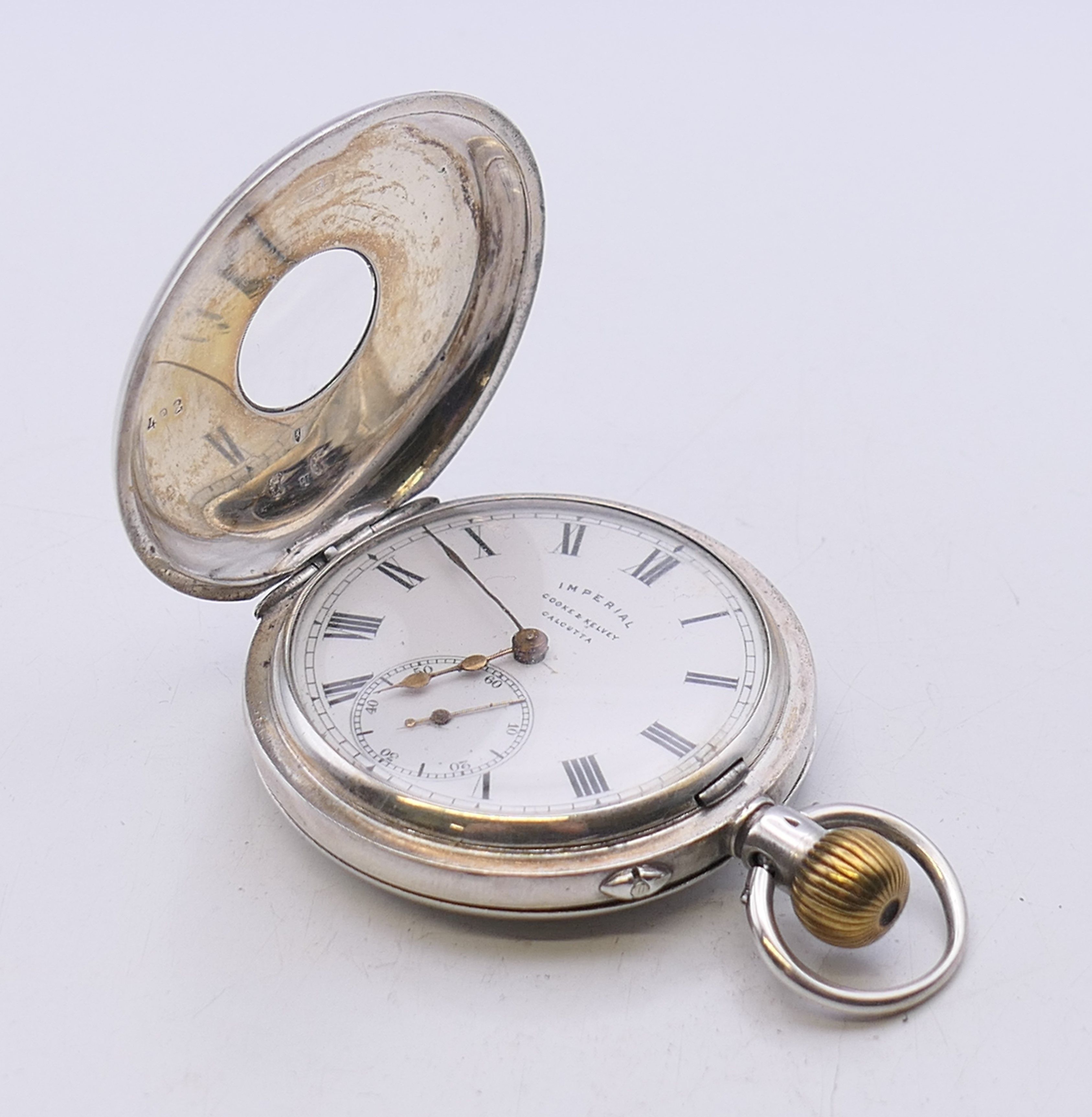 A gentleman's 935 silver half hunter pocket watch, the dial inscribed Imperial Cooke and Kelvey, - Image 3 of 8