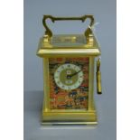 An Imari dial carriage clock. 15 cm high.