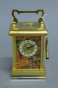 An Imari dial carriage clock. 15 cm high.