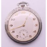 A 925 silver gentleman's pocket watch. 4.75 cm diameter.