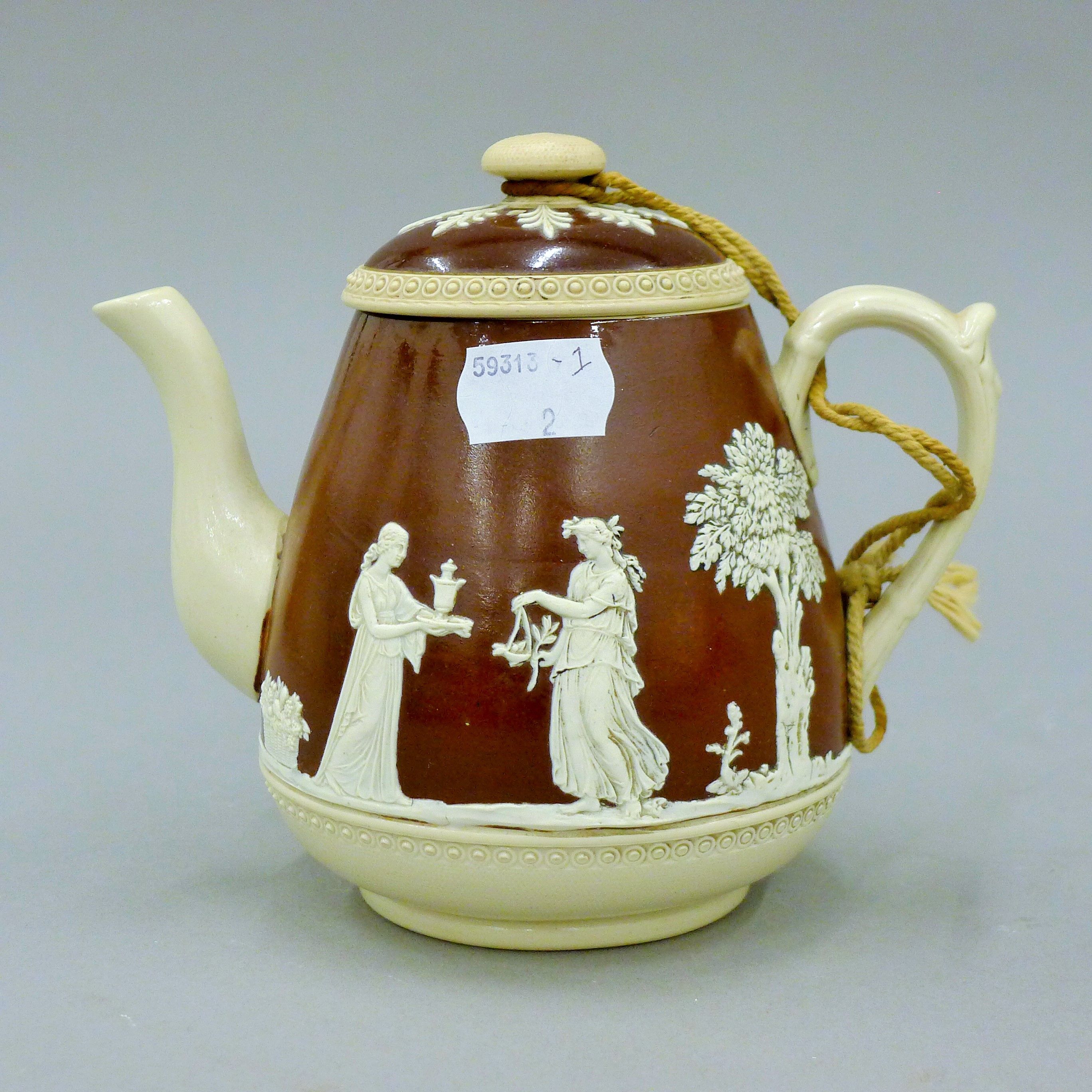 A 19th century Copeland porcelain teapot. 12 cm high. - Image 3 of 4