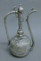 A Persian unmarked silver ewer. 32.5 cm high. 33.1 troy ounces.