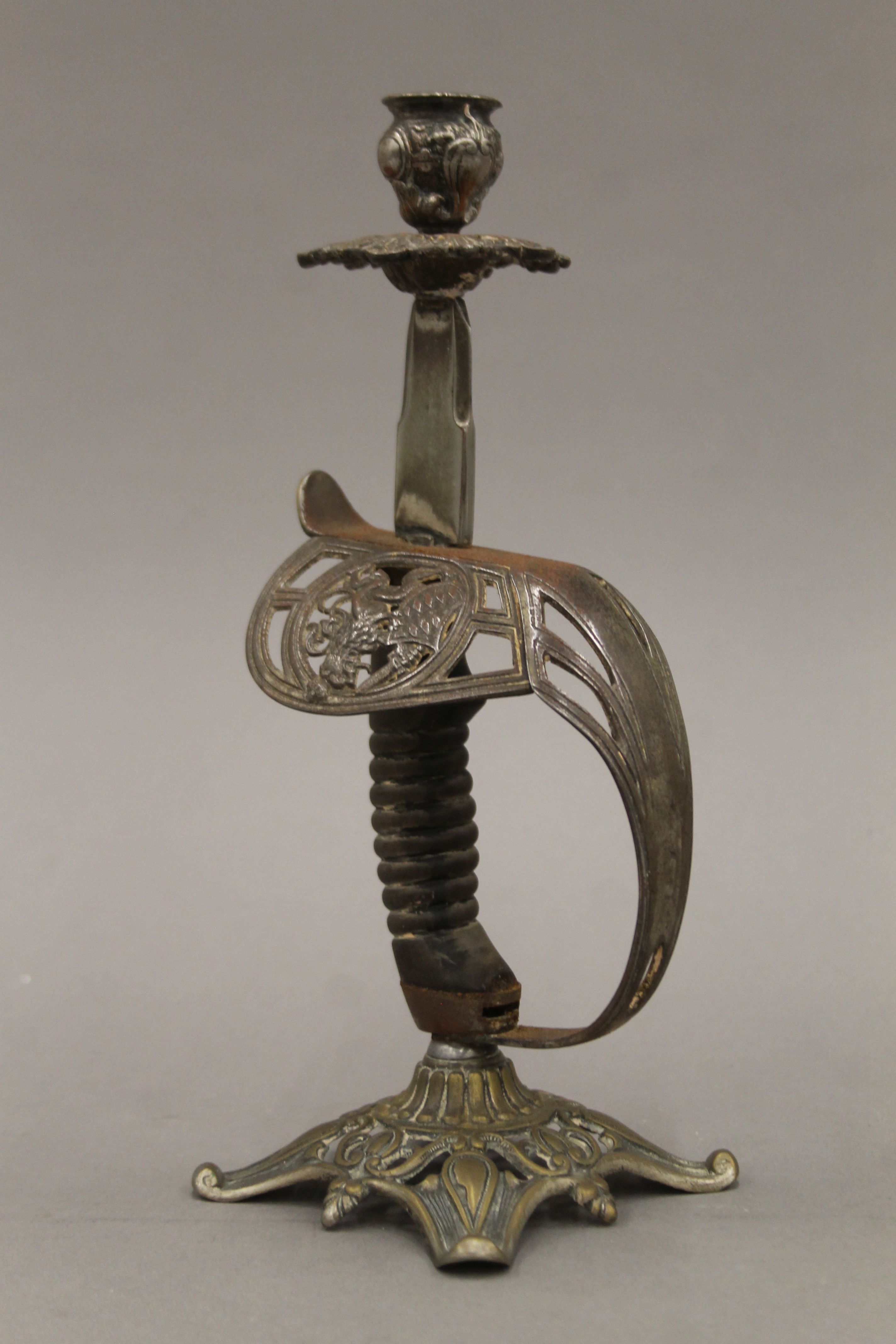 A pair of candlesticks formed from sword handles. 27 cm high. - Image 3 of 6