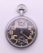 A military pocket watch numbered 15767 and 0552/520-8049. 5 cm diameter.