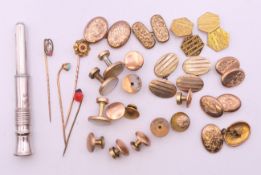 A quantity of various cufflinks, stick pins, etc.