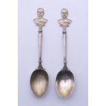 A pair of Boer War commemorative silver teaspoons with the bust of Lord Roberts,