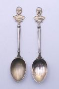 A pair of Boer War commemorative silver teaspoons with the bust of Lord Roberts,