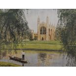 VALERIE WEIR, two prints of Cambridge, The Backs at Kings and Trinity Street,