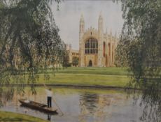 VALERIE WEIR, two prints of Cambridge, The Backs at Kings and Trinity Street,