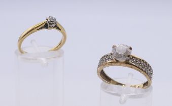 An 18 ct gold diamond solitaire ring and a 9 ct gold ring. The former ring size L/M.