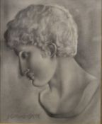 I GARLAND-SMITH, Classical Bust, pencil drawing, framed and glazed. 20.5 x 25.5 cm.