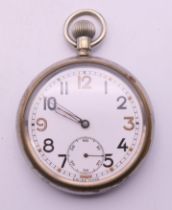 A military pocket watch, the reverse stamped G.S.T.P.268531. 5 cm diameter.