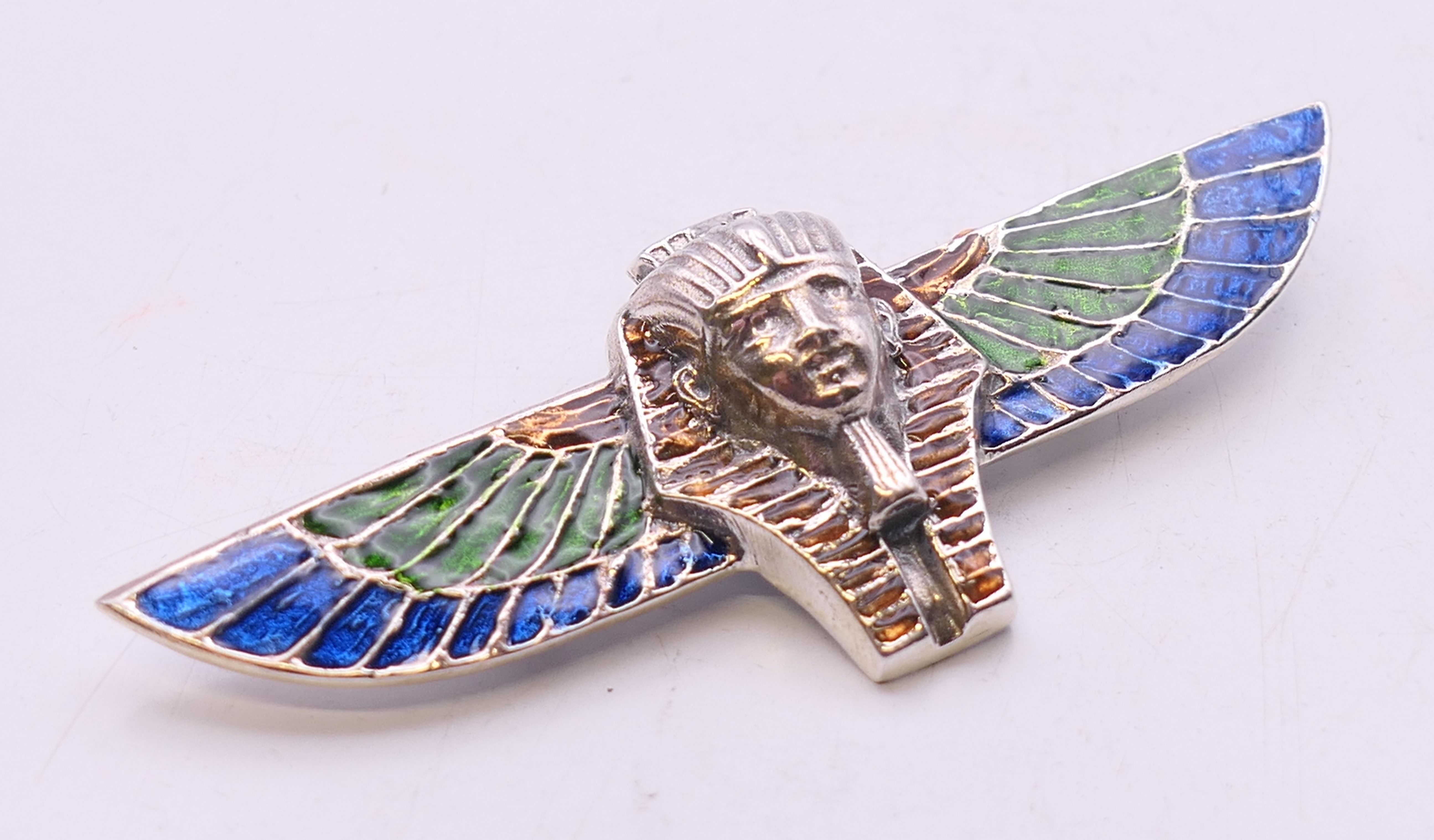 A silver Egyptian revival brooch. 7.5 cm wide. - Image 2 of 3