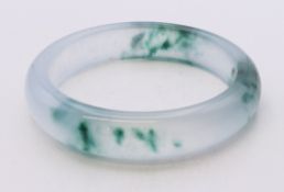 An icy jade two-tone bangle. 5.5 cm inner diameter.