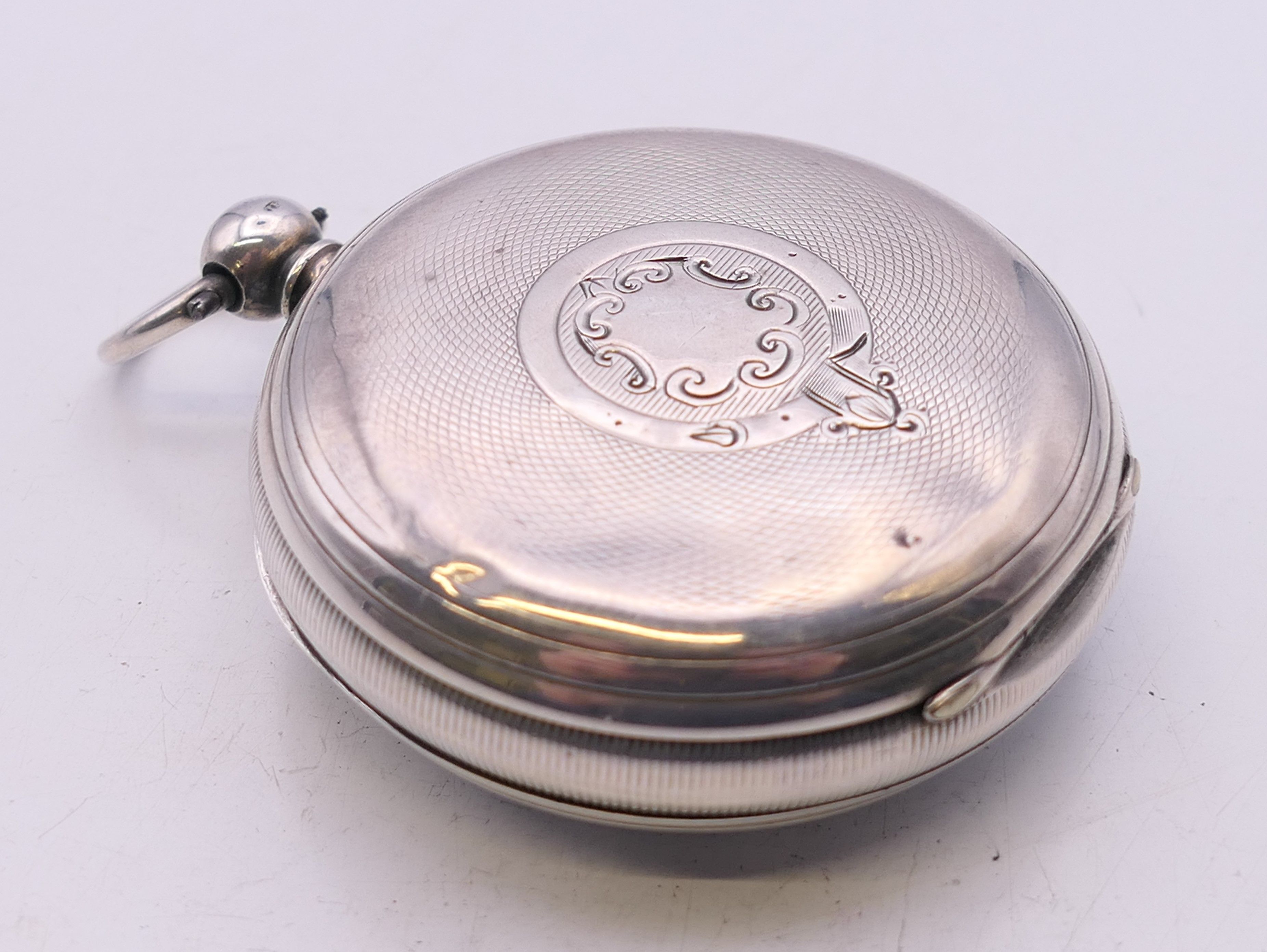 A gentleman's silver pocket watch, hallmarked for London 1874. 5 cm diameter. - Image 7 of 7