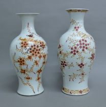 Two 19th century Chinese vases decorated with blossom. The largest 46.5 cm high.