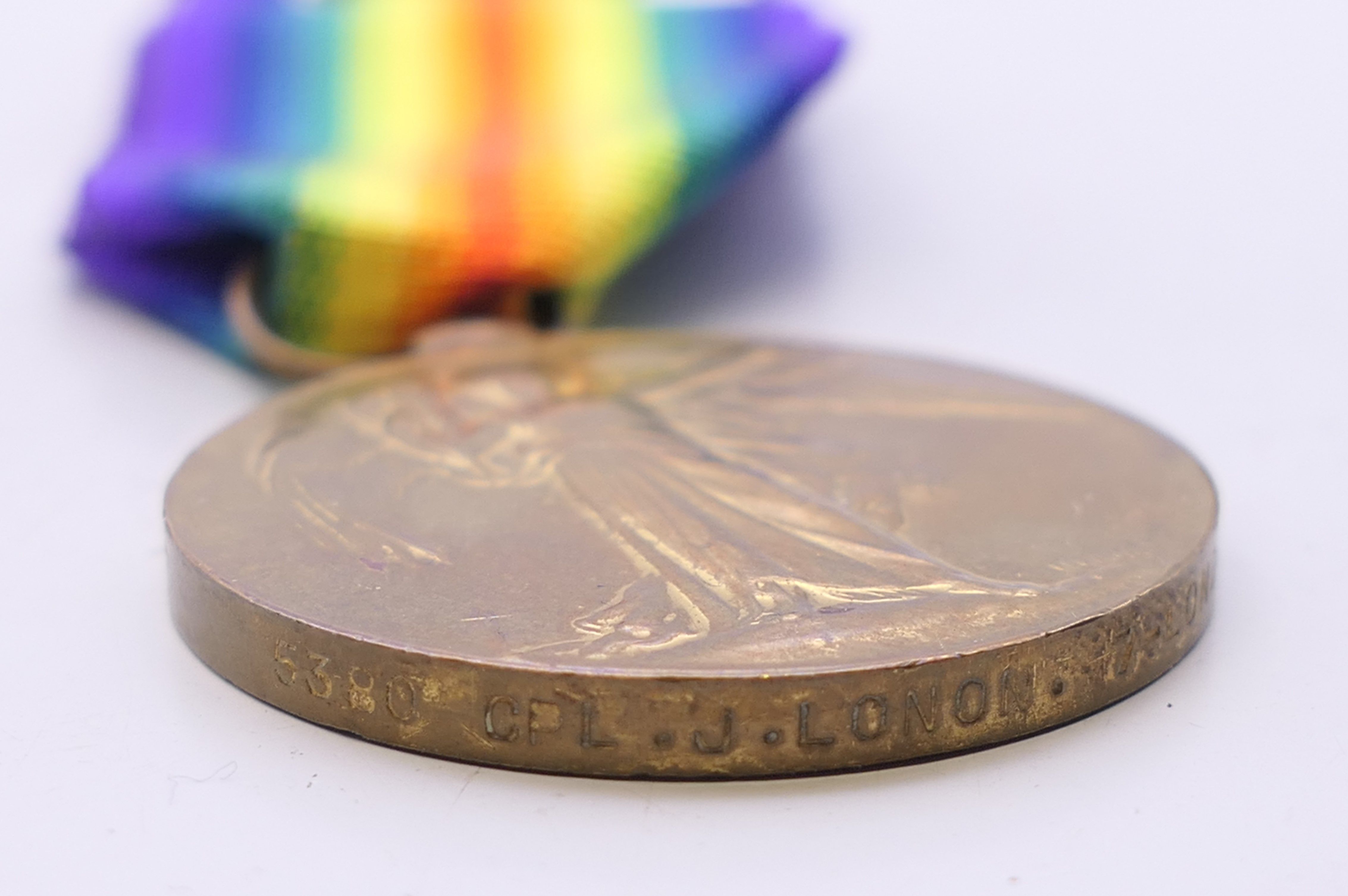 Two WWI medals, including the Victory Medal named to 5380 CPL J Lonon 7-LOND.R. - Image 11 of 11