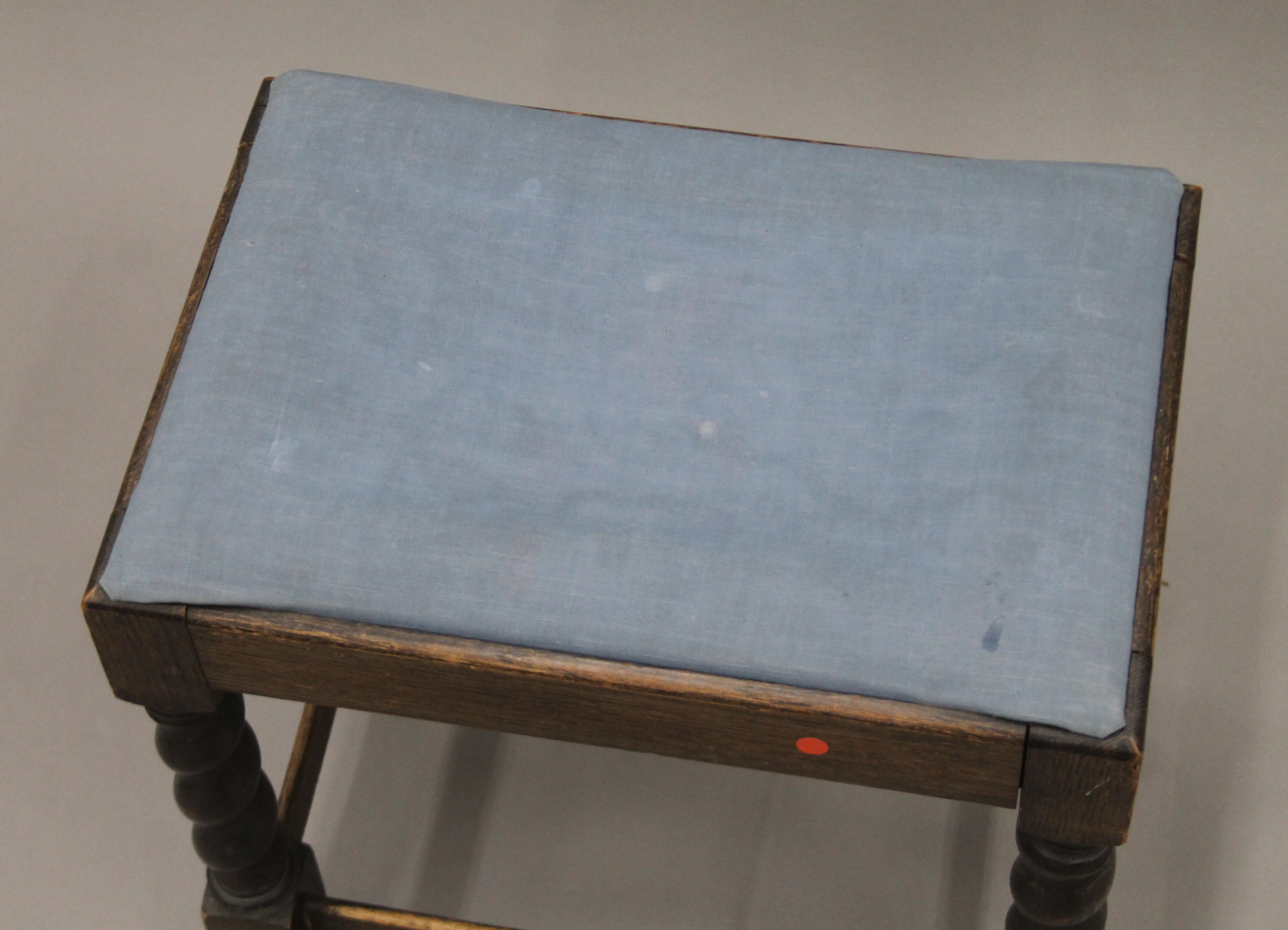 A small mahogany stool and two oak stools. The former 25 cm long. - Image 5 of 13