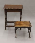 An early 20th century oak barley twist side table and a coffee table. The former 60 cm long.