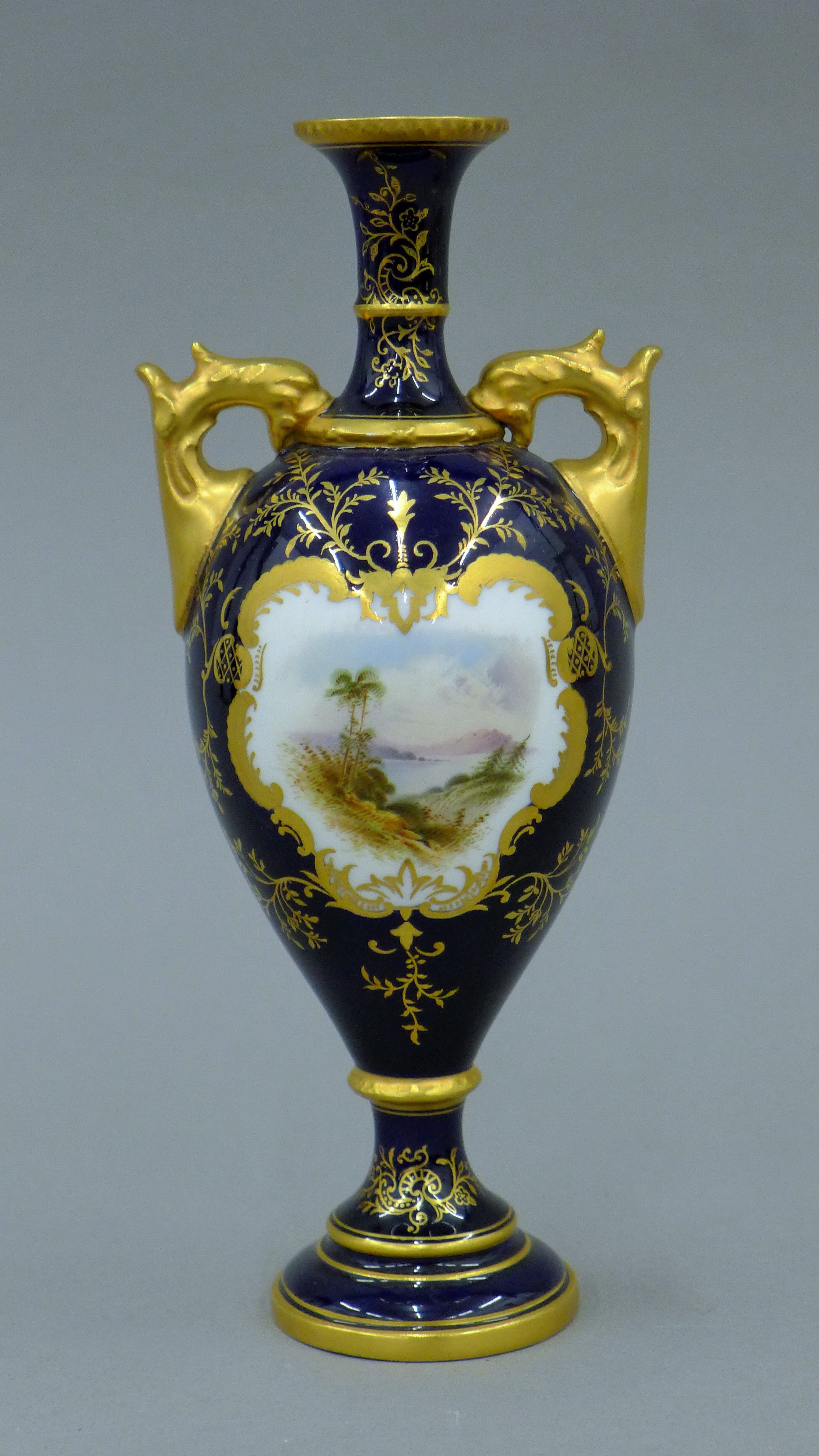 A Coalport porcelain vase. 20.5 cm high. - Image 2 of 6