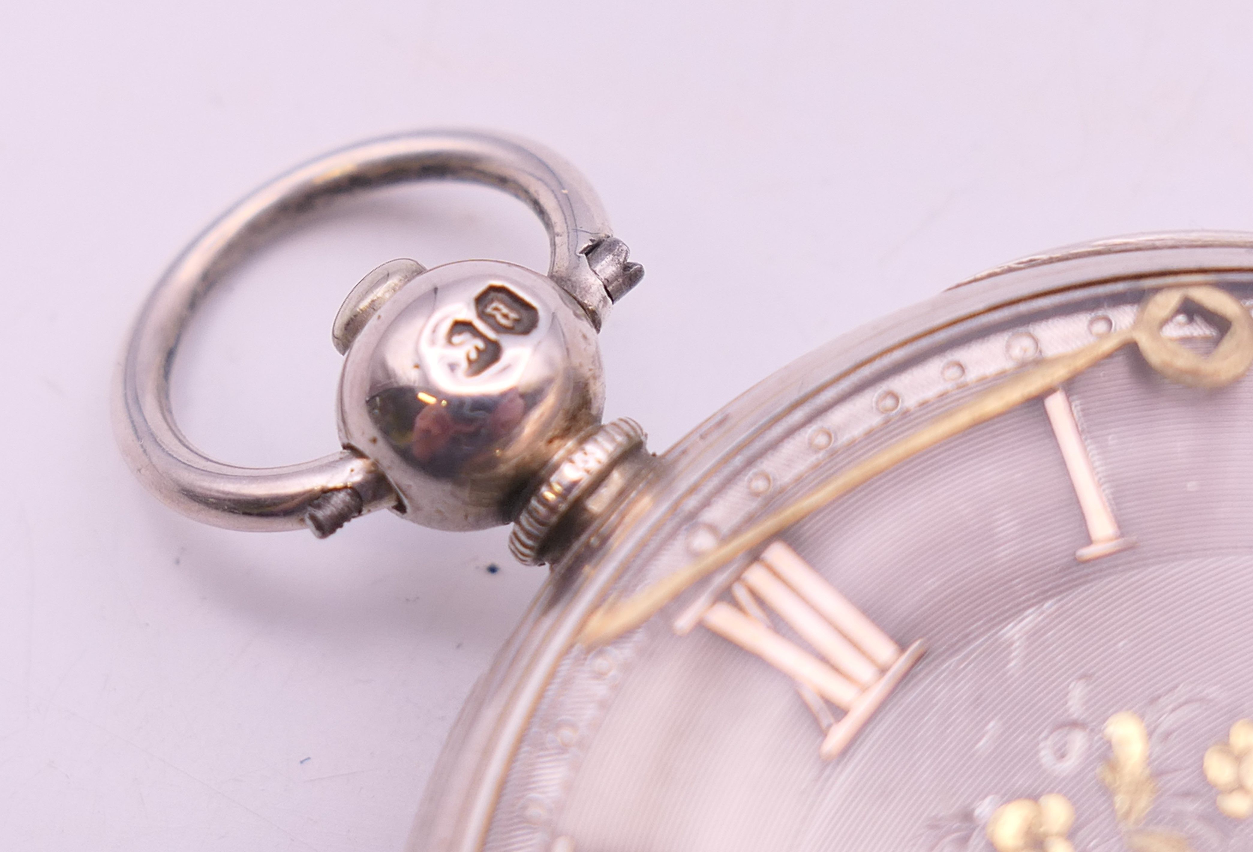 A gentleman's silver pocket watch, the dial with floral decoration, hallmarked for London 1856. 4. - Image 3 of 9