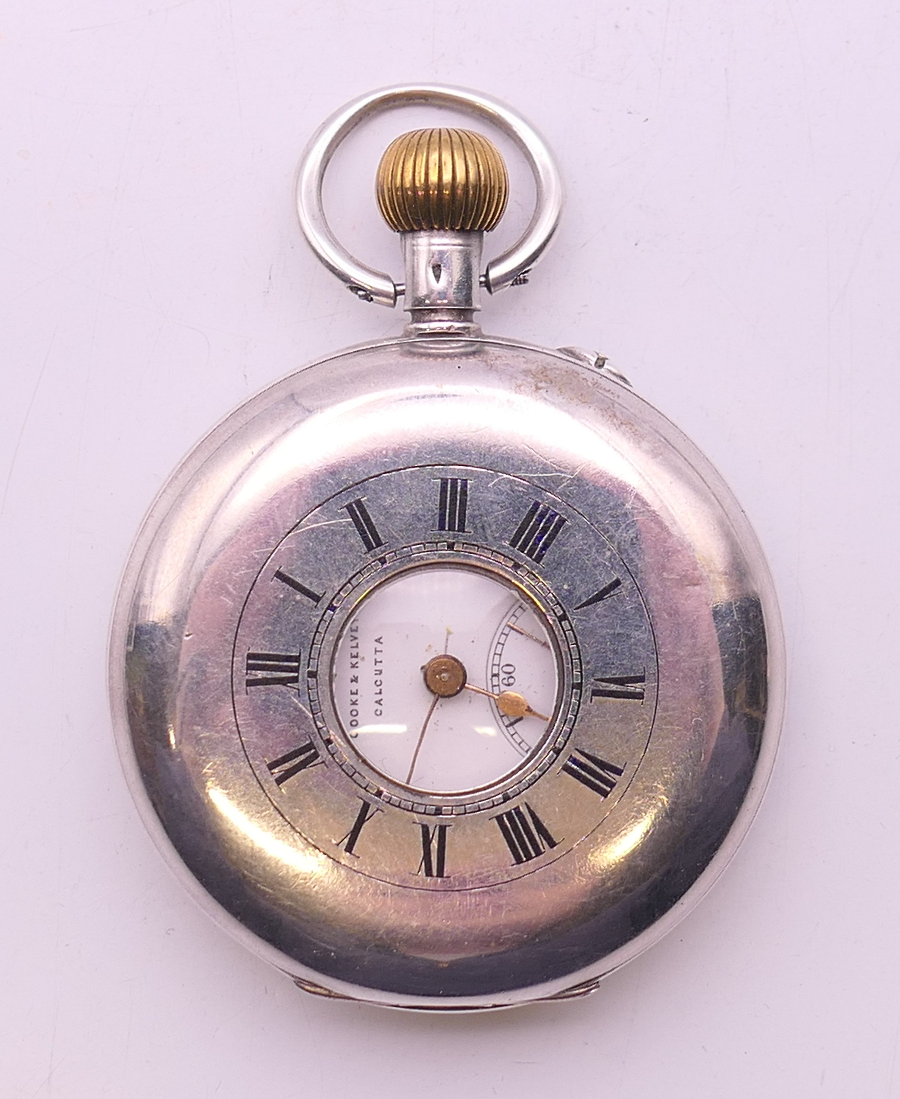 A gentleman's 935 silver half hunter pocket watch, the dial inscribed Imperial Cooke and Kelvey,