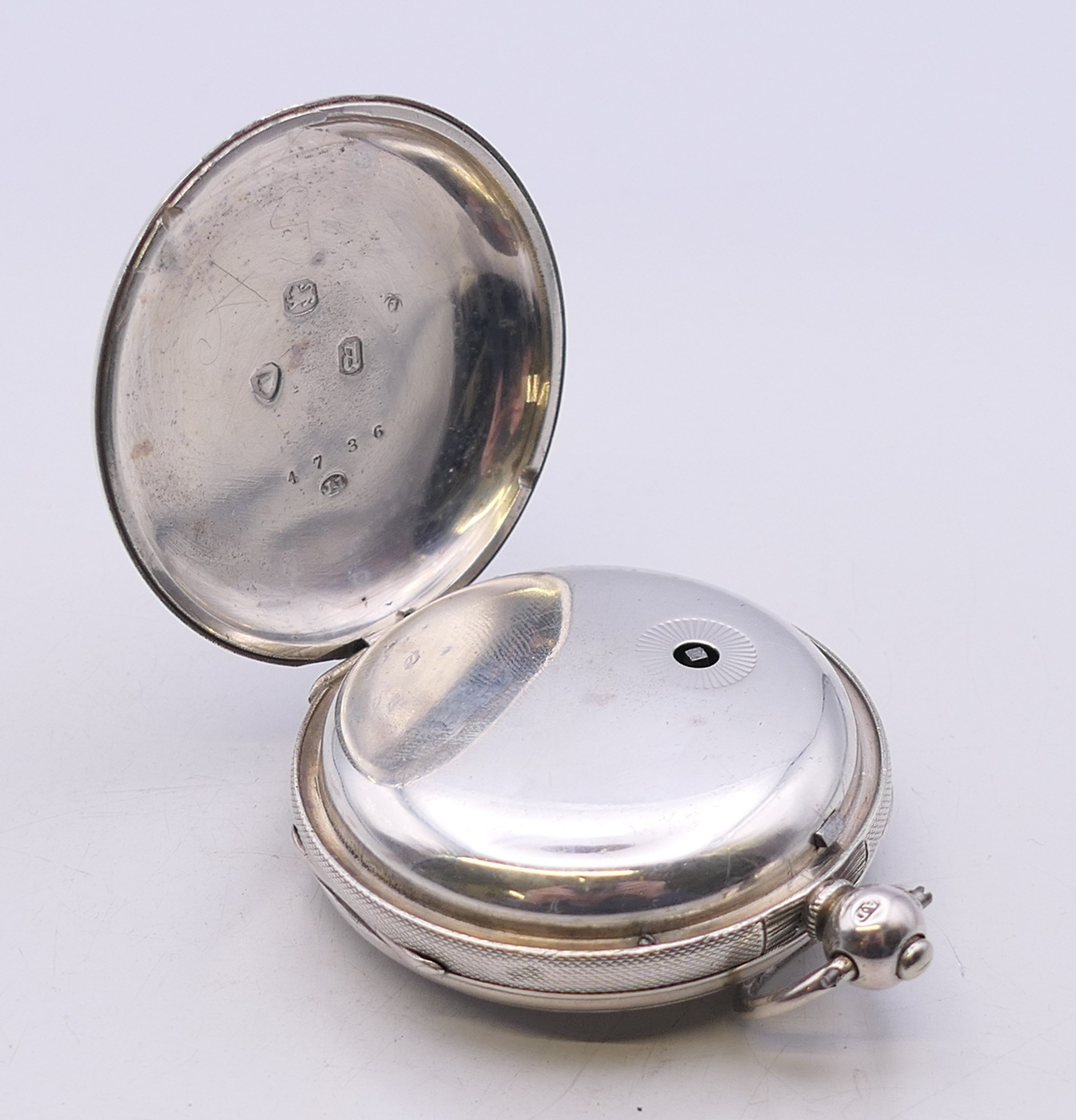 A gentleman's silver pocket watch, the dial with floral decoration, hallmarked for London 1856. 4. - Image 5 of 9