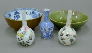 Chinese and Japanese porcelain including a Nanking Cargo bowl. The bowl 16.5 cm diameter.